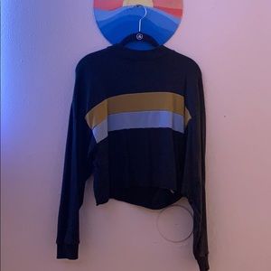 Long Sleeve Blue Striped Crop Top- American Eagle